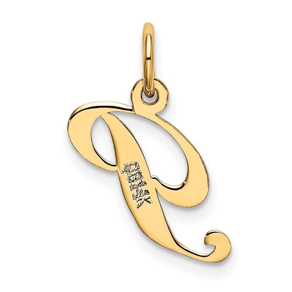 10k Yellow Gold Small Fancy Script Initial P Charm - image 4
